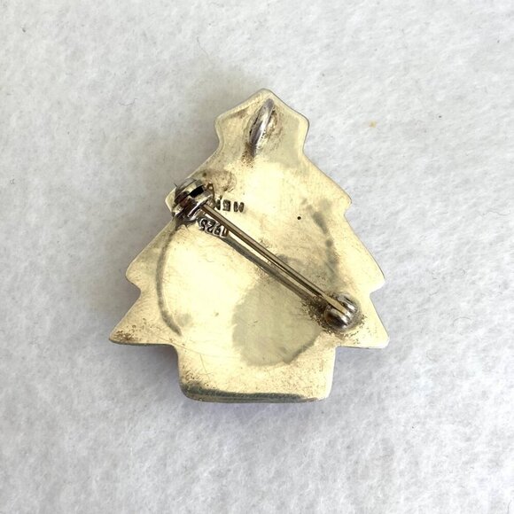 VTG Sterling Silver 925 Mexico Hollow Christmas Tree Brooch Pendant - Picture 10 of 16
